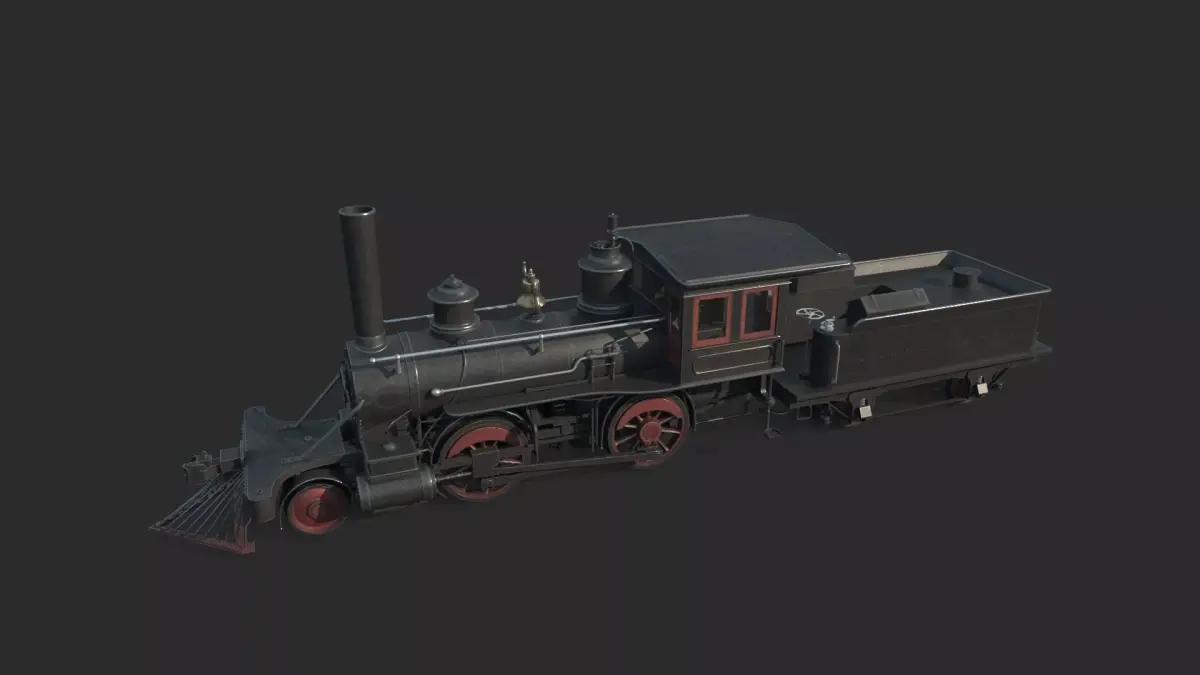 Old-fashioned steam trains using wood as fuel 3D model