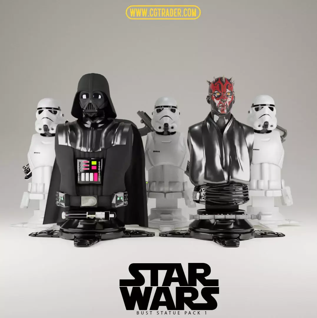 Starwars bust statue pack 1 Free 3D print model