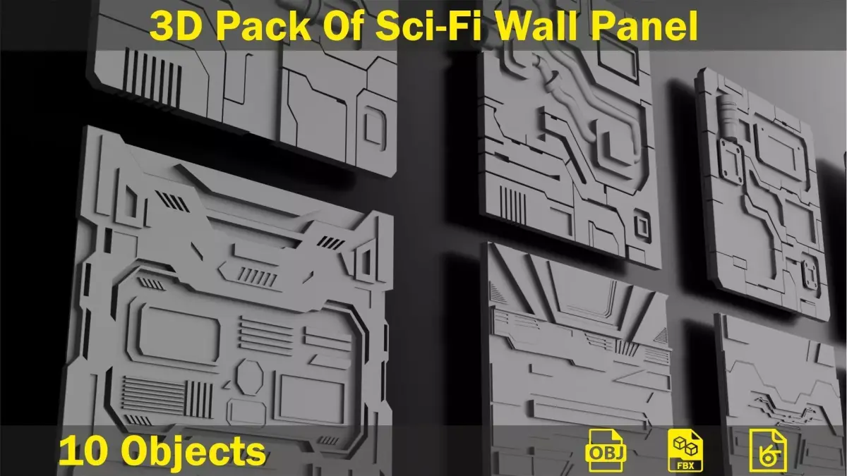 3D Pack Of SciFi Wall Panel 3D model