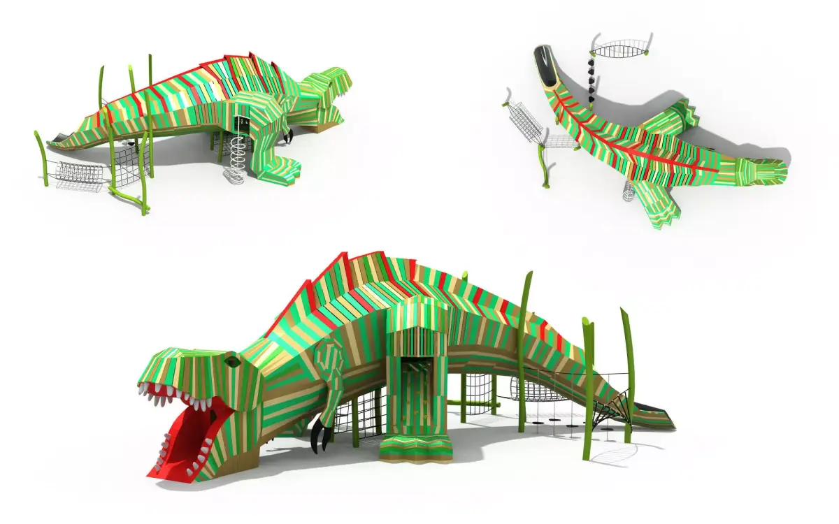 Kids outdoor  wood commercial play structure 3D model 3D model
