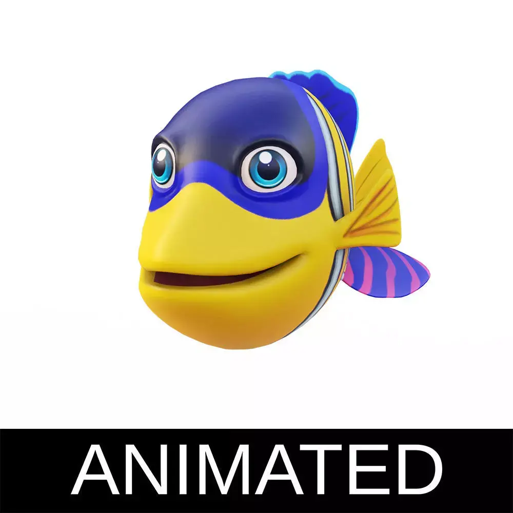 Angelfish Cartoon Animated Low-poly 3D model