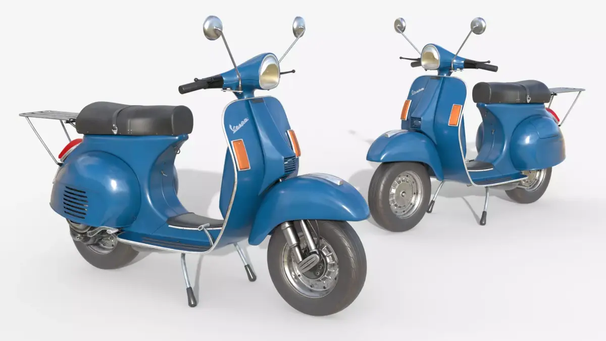 Blue Vespa PX Classic Scooter  3D model