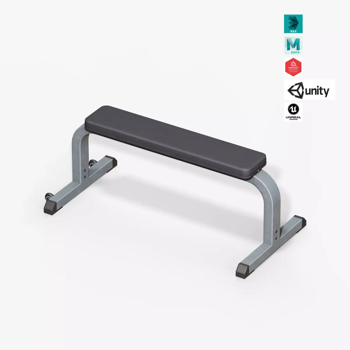 Flat Bench  Low-poly 3D model