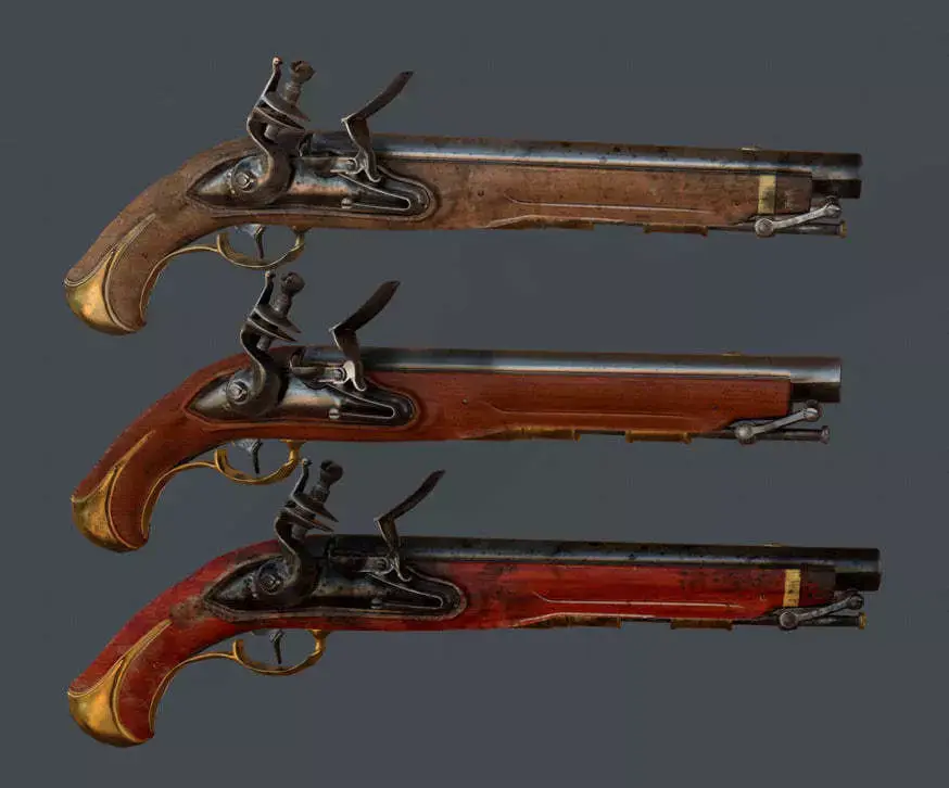 Old Pistol Low-poly 3D model get
