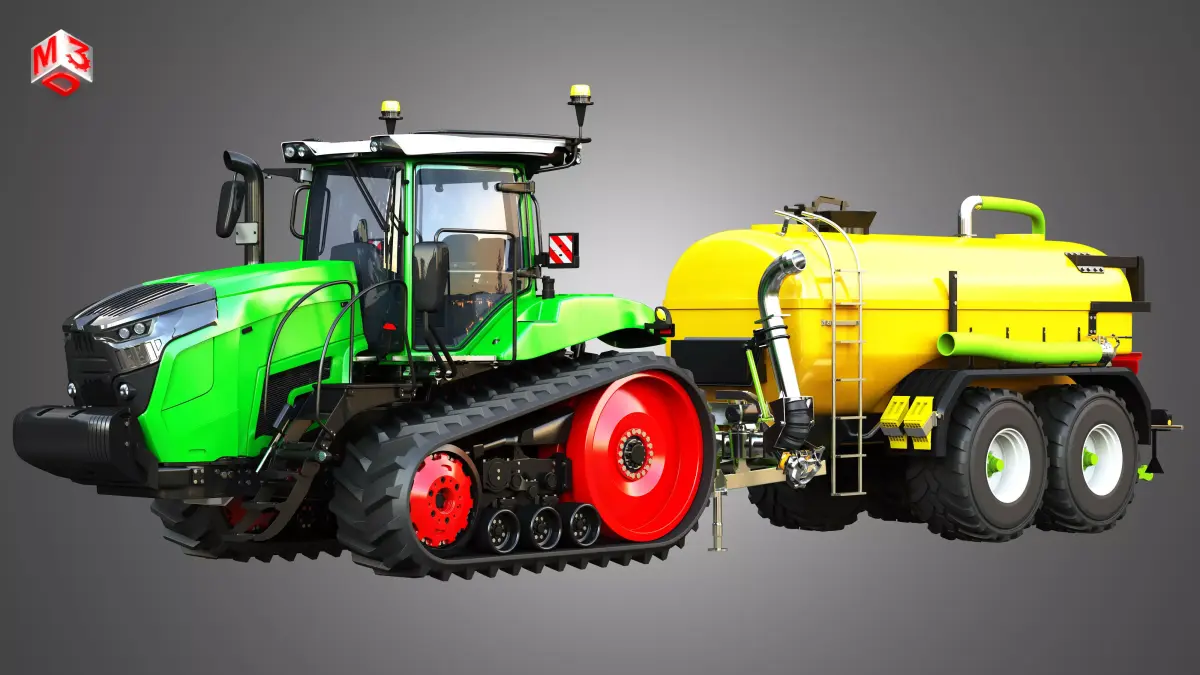 Fendt - MT900 Tractor with Zunhammer Liquid Manure Trailer 3D model