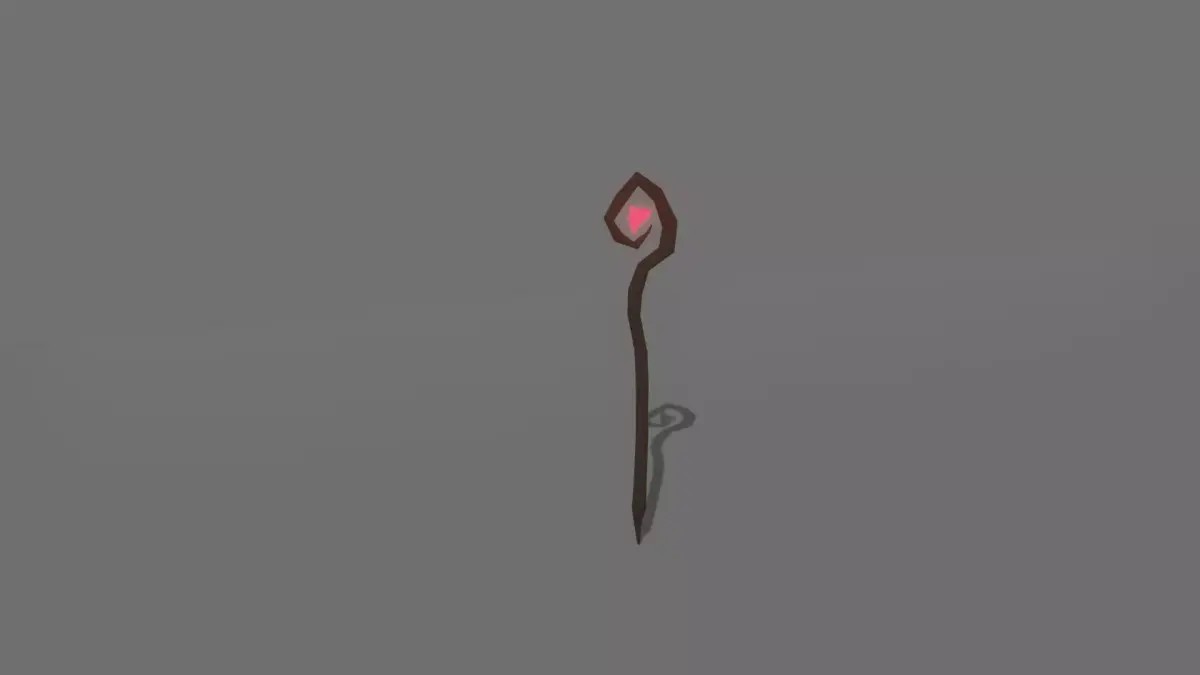 Stylized Wizard Wooden Dark Staff with Crystal Low-poly 3D model