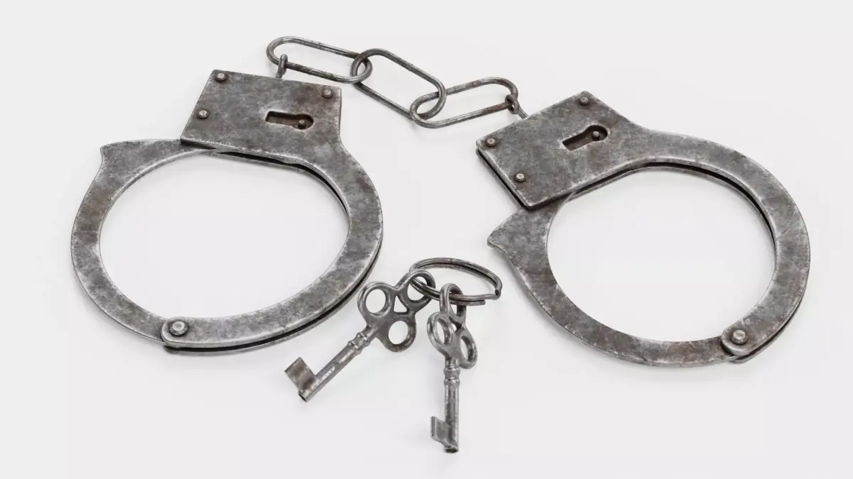 Aged Used Handcuffs with Keys - Realistic Worn Restraint Set 3D model