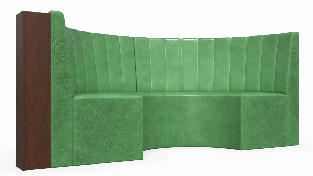 Curved Restaurant Booth Sofa with Wood Panel 3D model