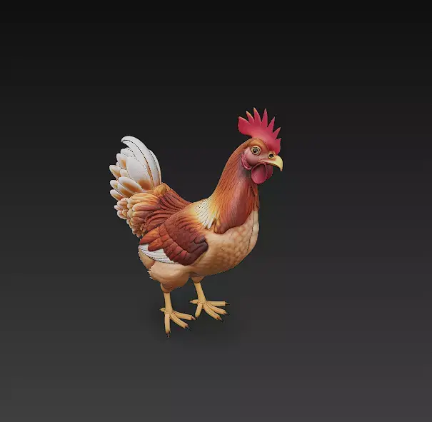 Brown Chicken Realistic 3D Model Basic - Low Poly Realistic  Low-poly 3D model