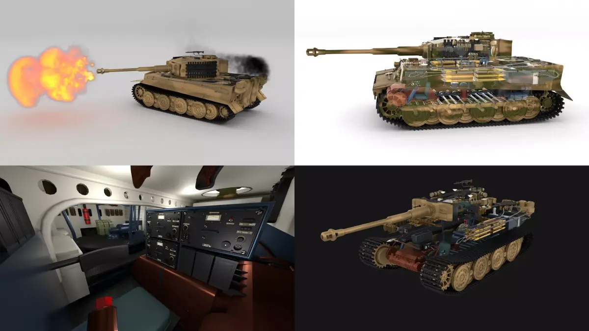 Fully built Panzer Tiger Tank Late 1944 v2 Firing 3D model