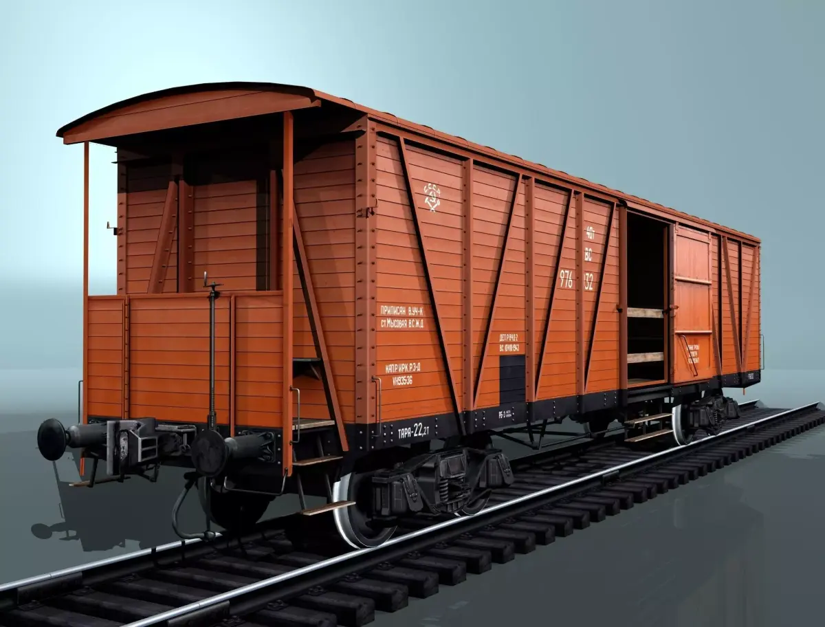 covered boxcar equipped with a hand brake Low-poly 3D model