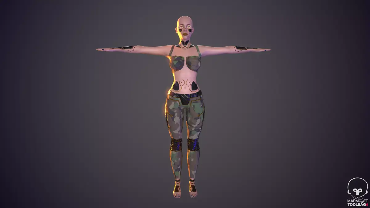 Girl T Pose Quad Mesh game ready pbr Rigged Lowpoly Low-poly 3D model