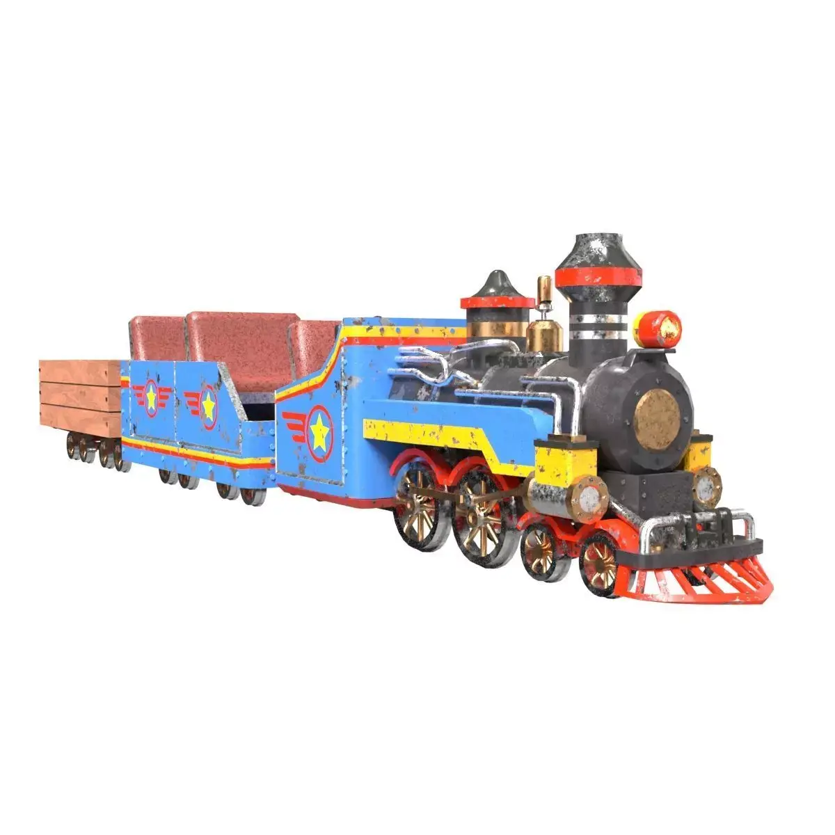 Mini Steam Locomotive Low-poly 3D model
