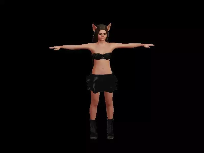 cat girl Low-poly 3D model