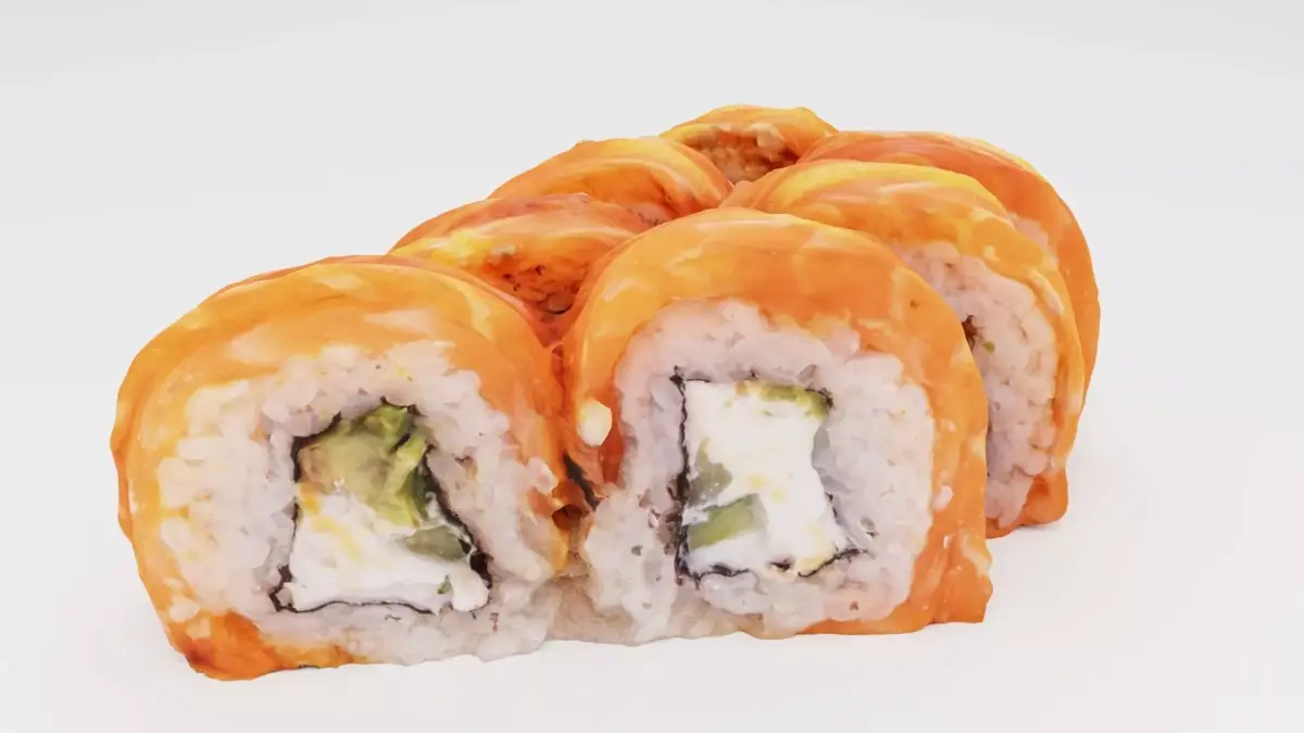 Rolls with fresh salmon tuna and cheese 3D model