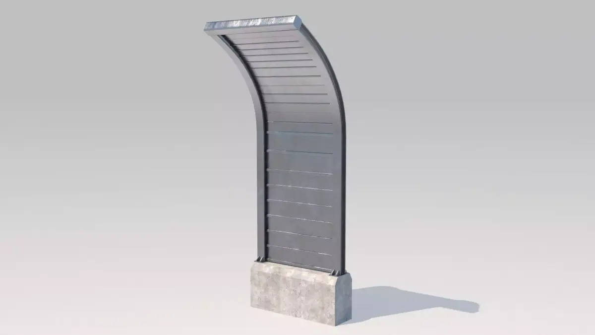 barrer metal post with curved top Low-poly 3D model