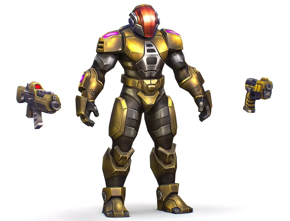 Cartoon Sci-Fi Cyborg Drone Trooper Soldier Low-poly 3D model 4