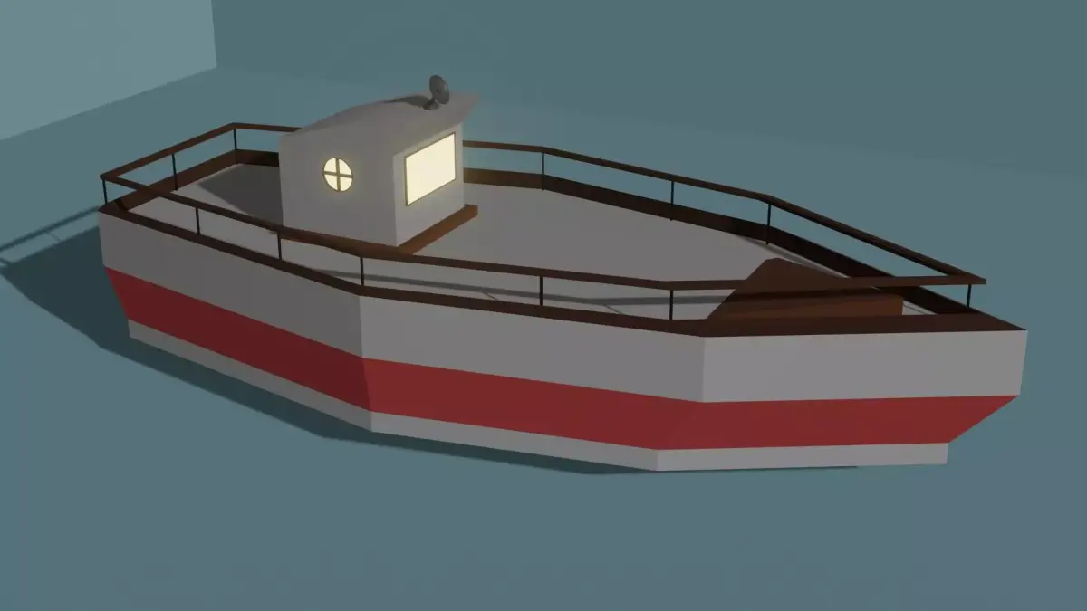 Boat Low-poly 3D model with stripe Low-poly 3D model