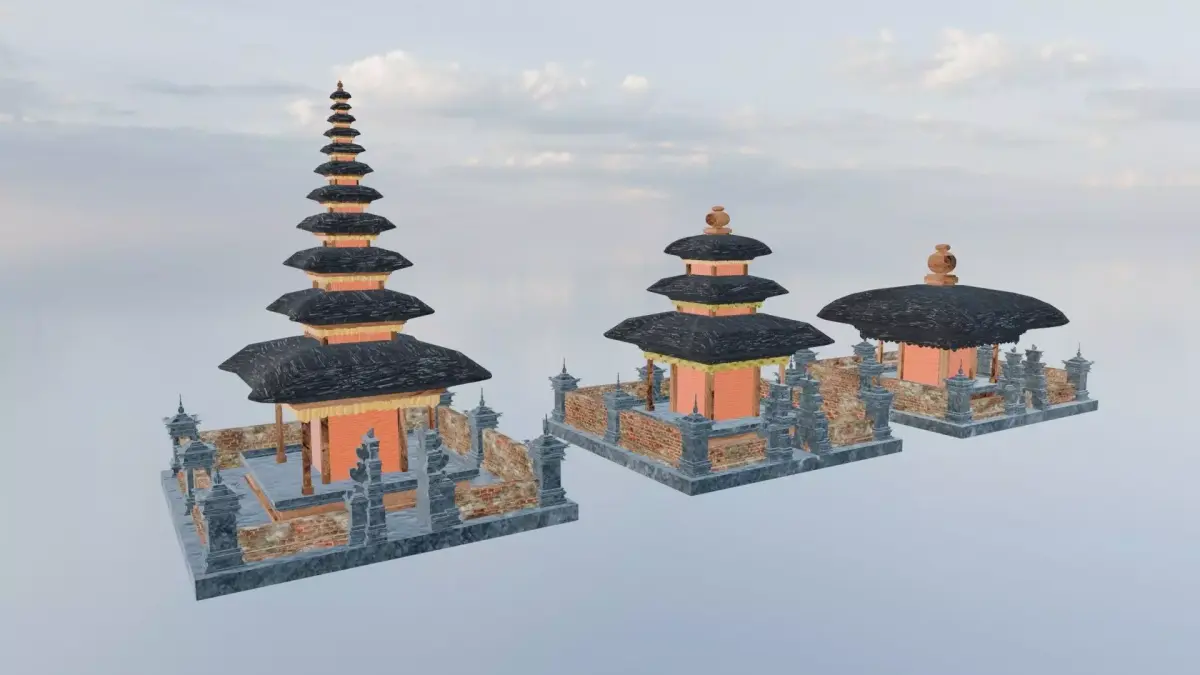 Pura Bali temple indonesian base asset library Low-poly 3D model