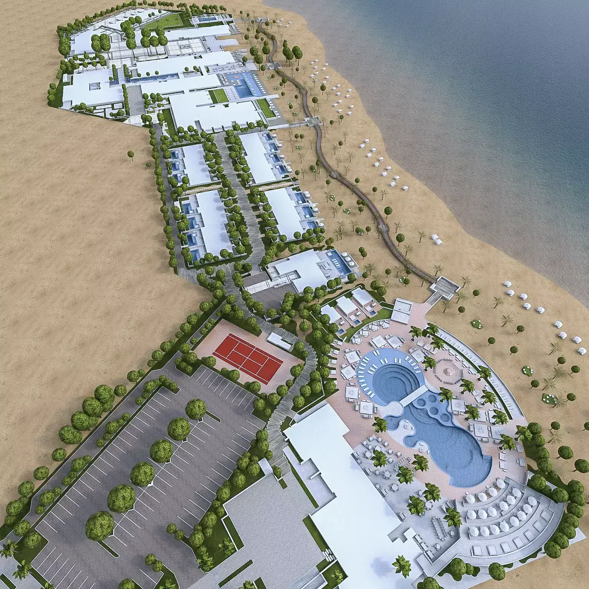 Beach Residence Resort Low-poly 3D model