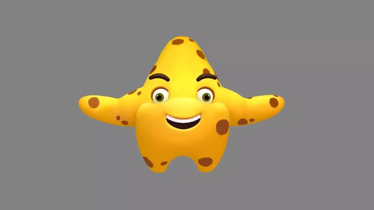 Cartoon starfish mascot - sea monster Low-poly 3D model