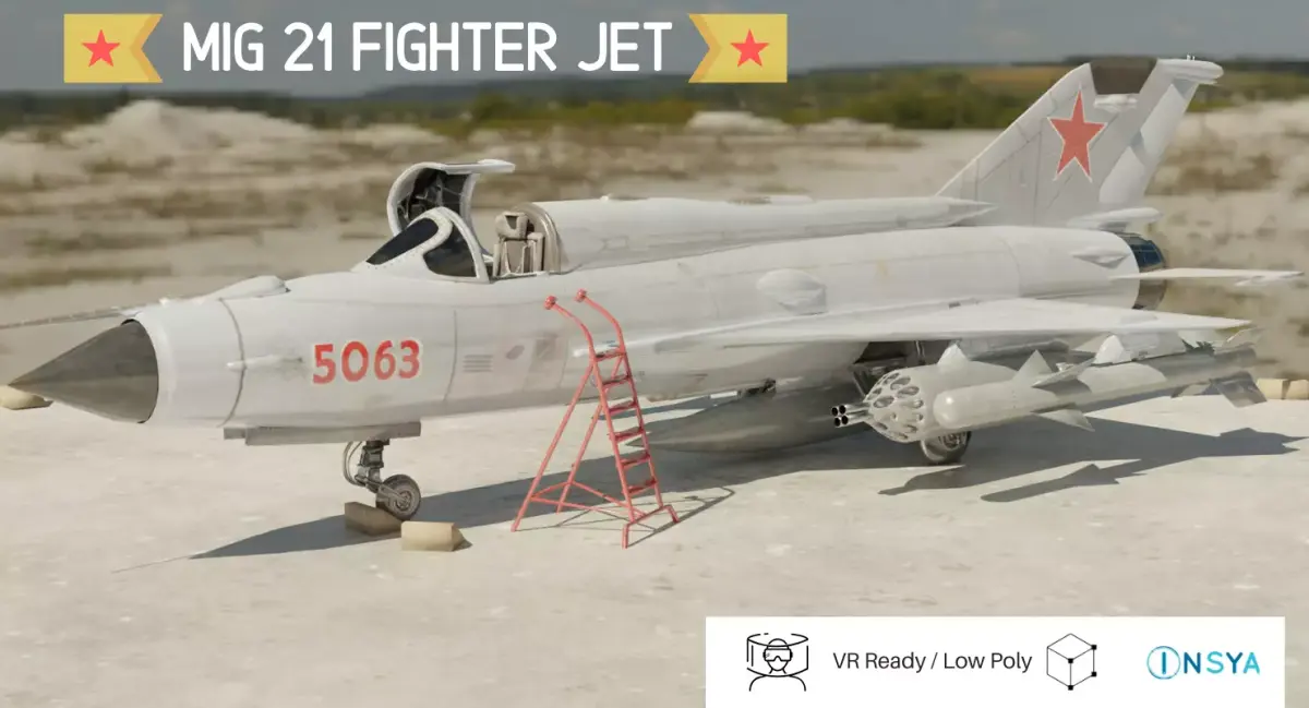 MiG 21 - Rigged and Animated - with Interior - M5 Low-poly 3D model