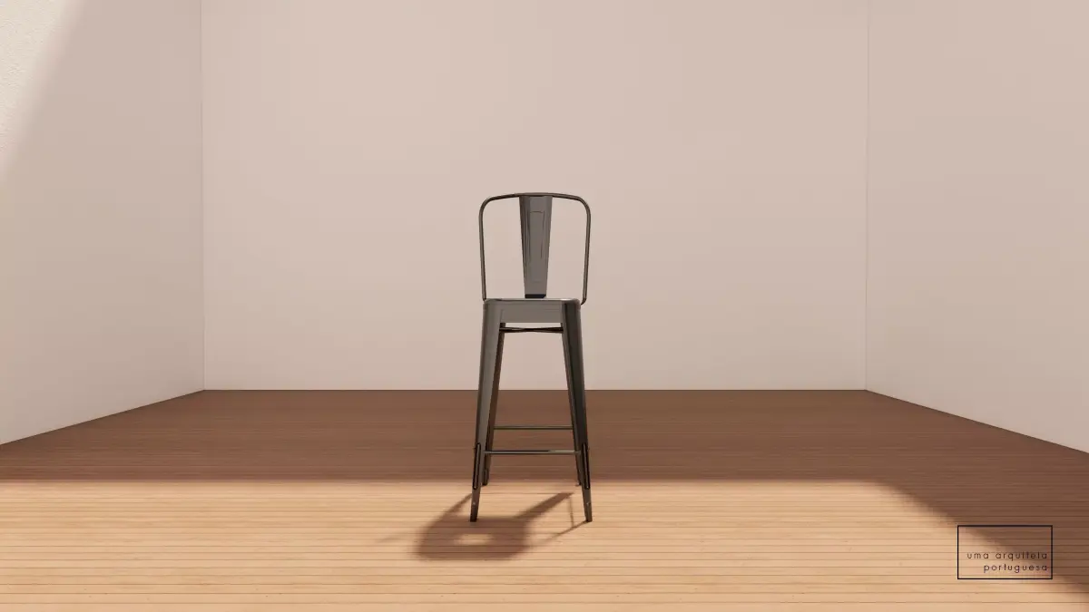 Industrial Bar Chair 3D Model - Metal - Wood Low-poly 3D model