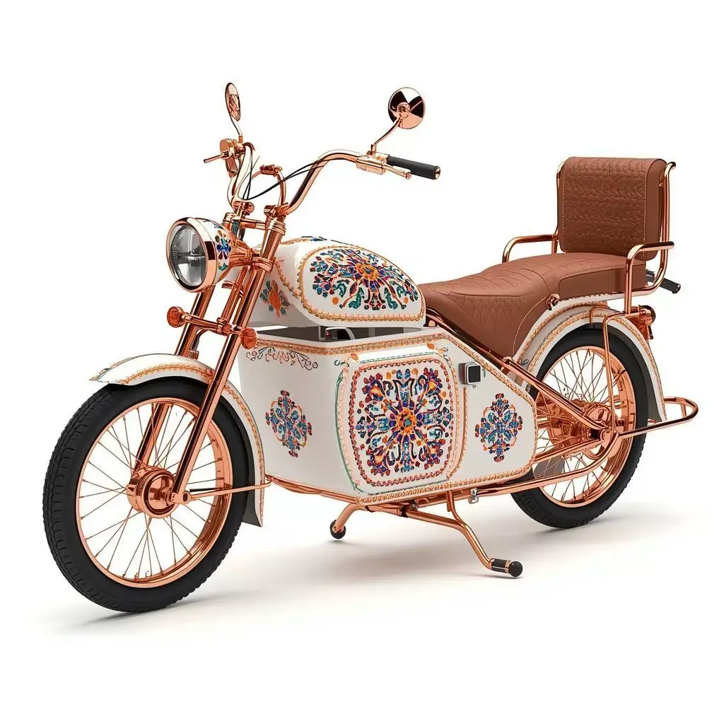 Luxury Jeweled Mexican Talavera Cruiser Motorcycle Low-poly 3D model purchase