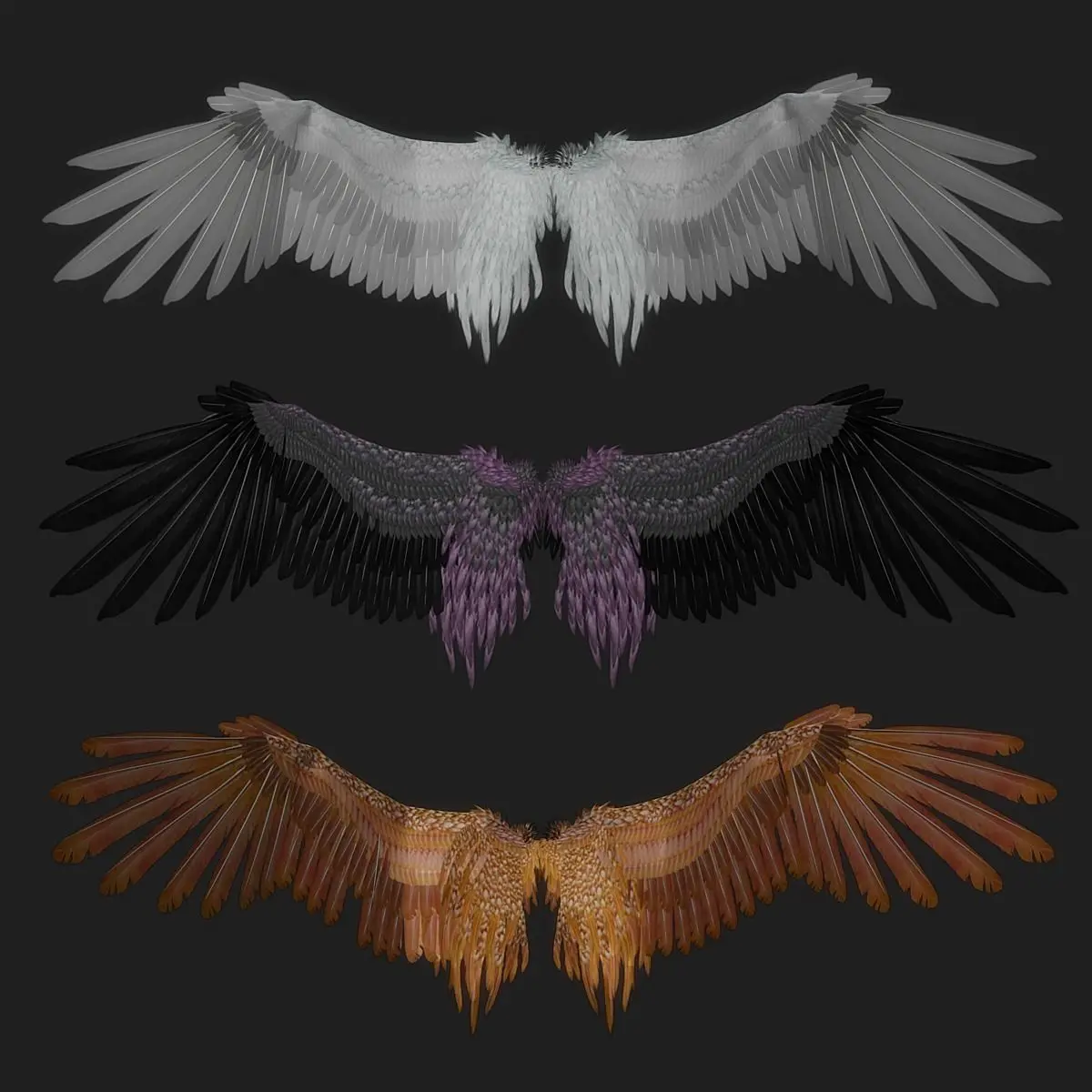 Fantasy Wing Rigged 3D model