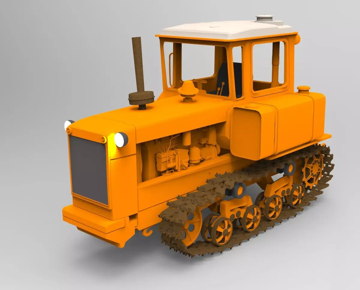 DT-75 orange bulldozer 3D print model
