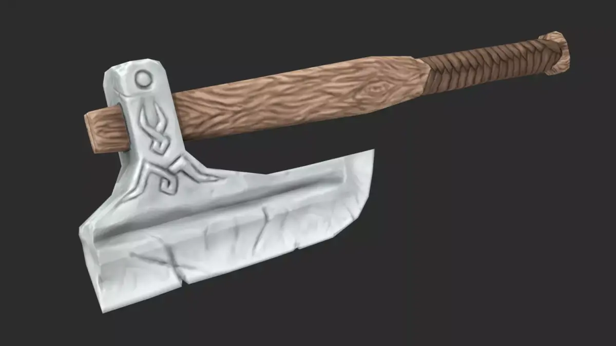 Steel roughly forged axe Low-poly 3D model