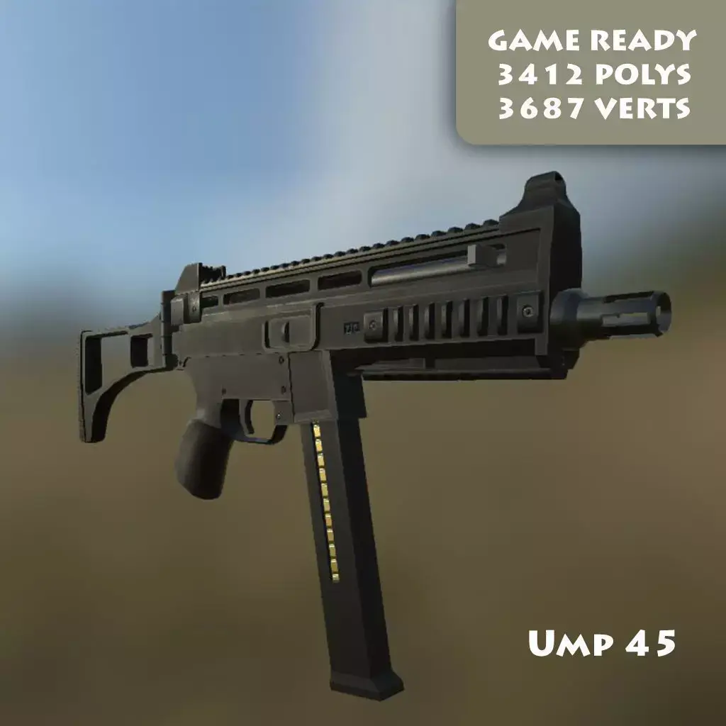 Ump 45 Low Poly Low-poly 3D model