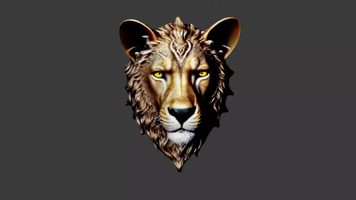 Lion Animal Head Low-poly 3D model get