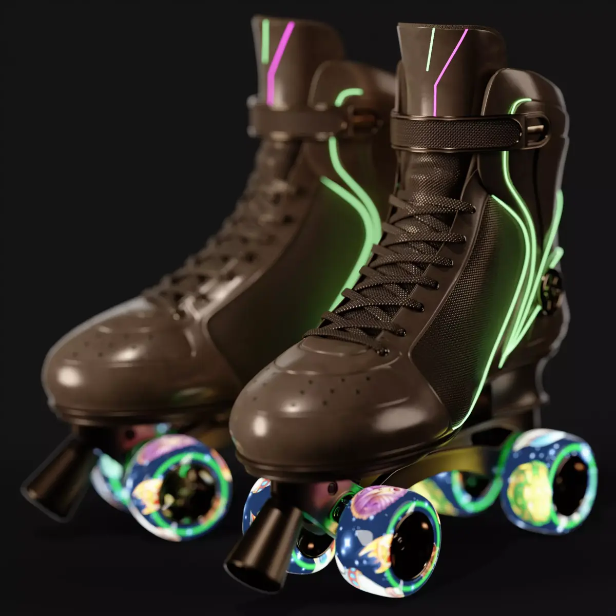 Futuristic Quad Roller Skate 3D model