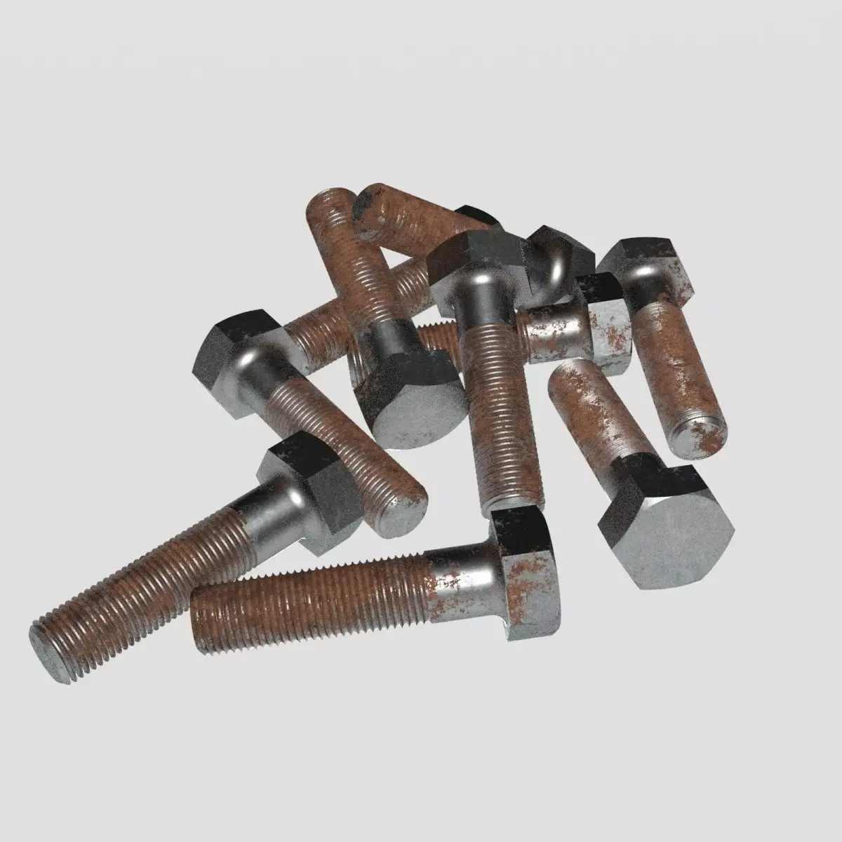 Rusty bolt set 3D model