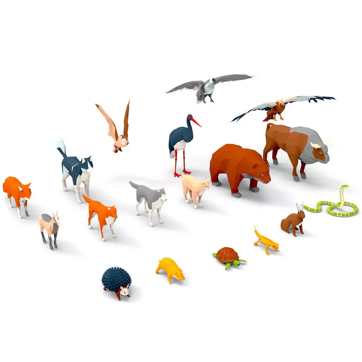 Animals lowpoly animal set Low-poly 3D model
