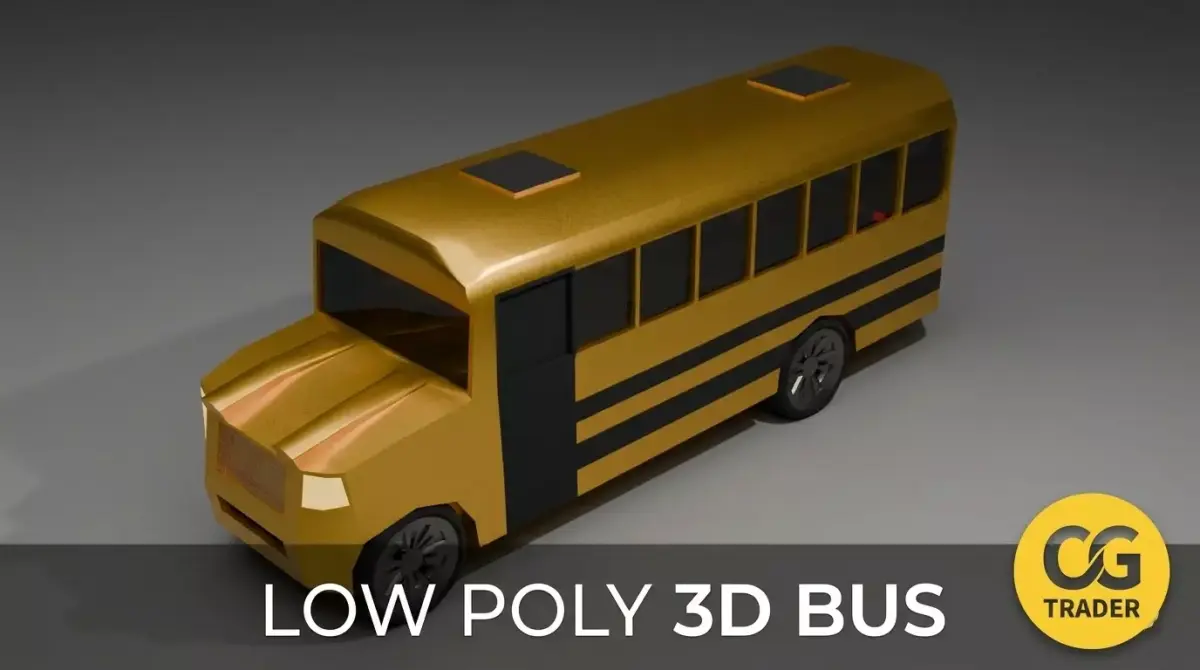 School bus Low Poly Game ready Low-poly 3D model