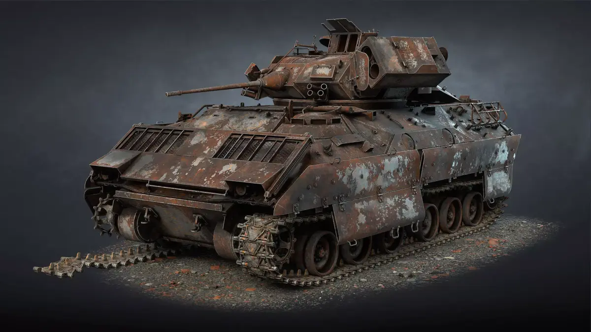 M2 Bradley Destroyed Low-poly 3D model