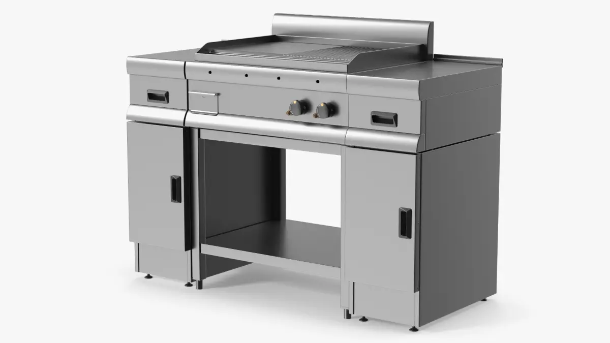 Stainless Steel Flat Grill Countertop Unit 3D model