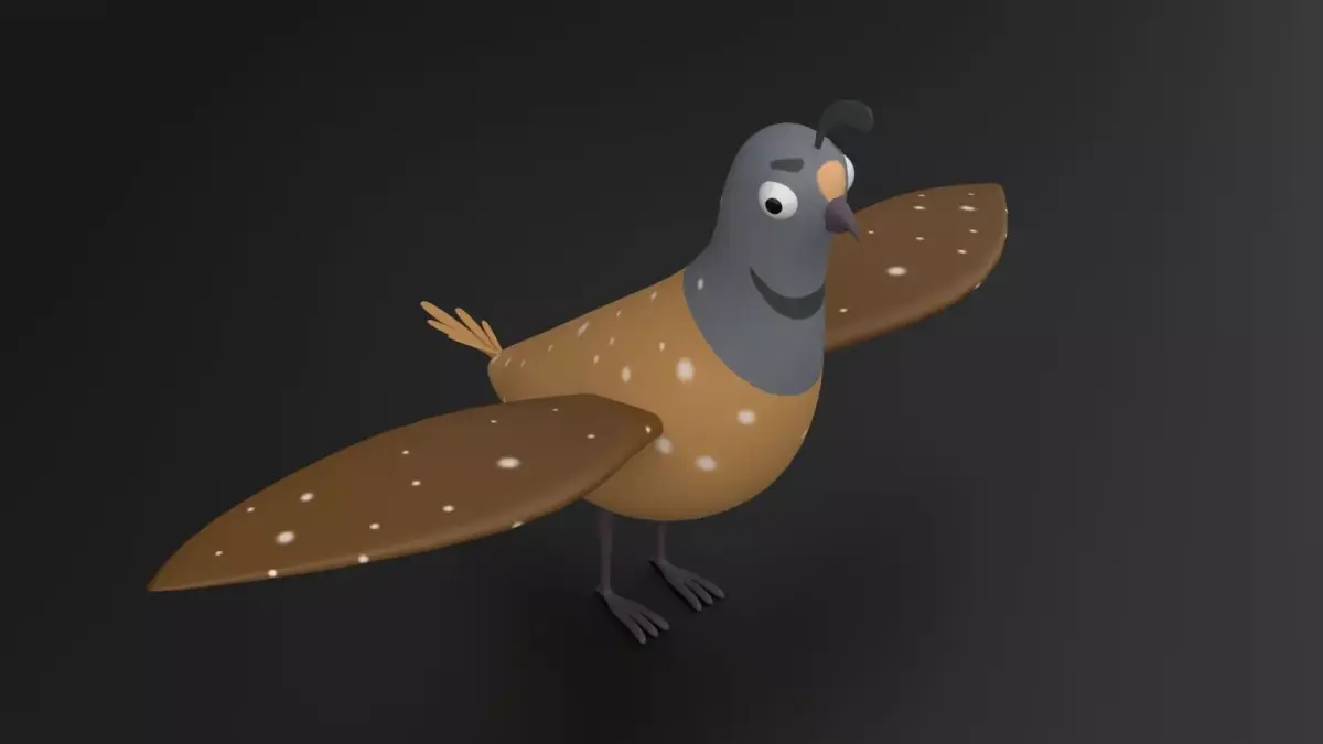 Rigged Cartoon Quail  Low Poly 3D Model Low-poly 3D model
