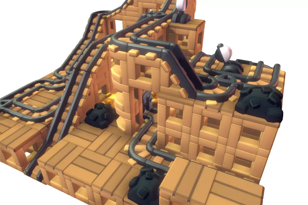 Cube World Mine Rail System  - Proto Series Low-poly 3D model