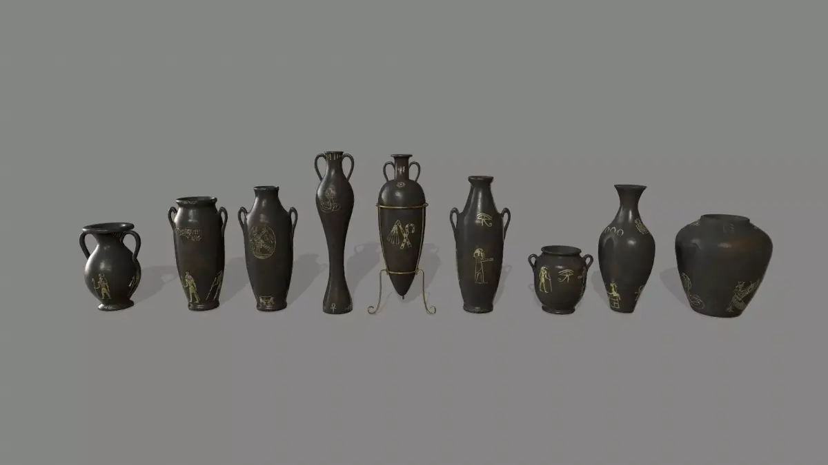vase set 1 greek - greek Low-poly 3D model