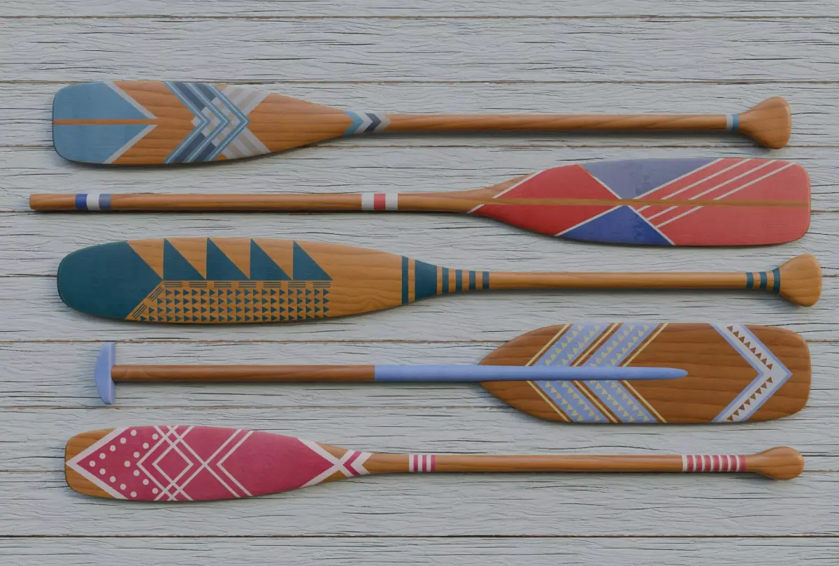 Oar decorative painted 3D model