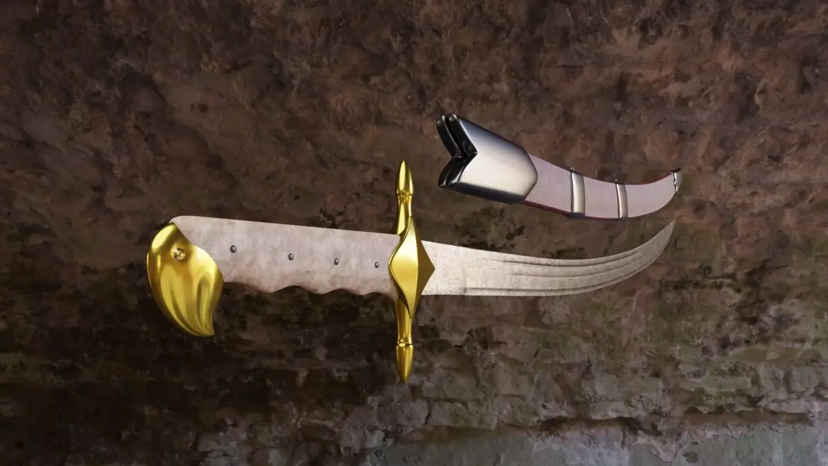 Arabian Islamic Scimitar Saif Damascus Steel 3D model