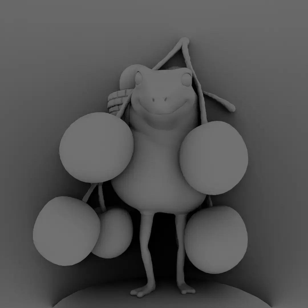 frog model holding fruit 3D model