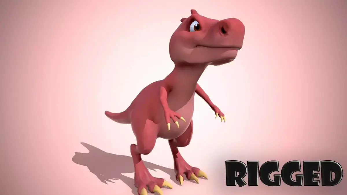 Cartoon red dino Low-poly 3D model