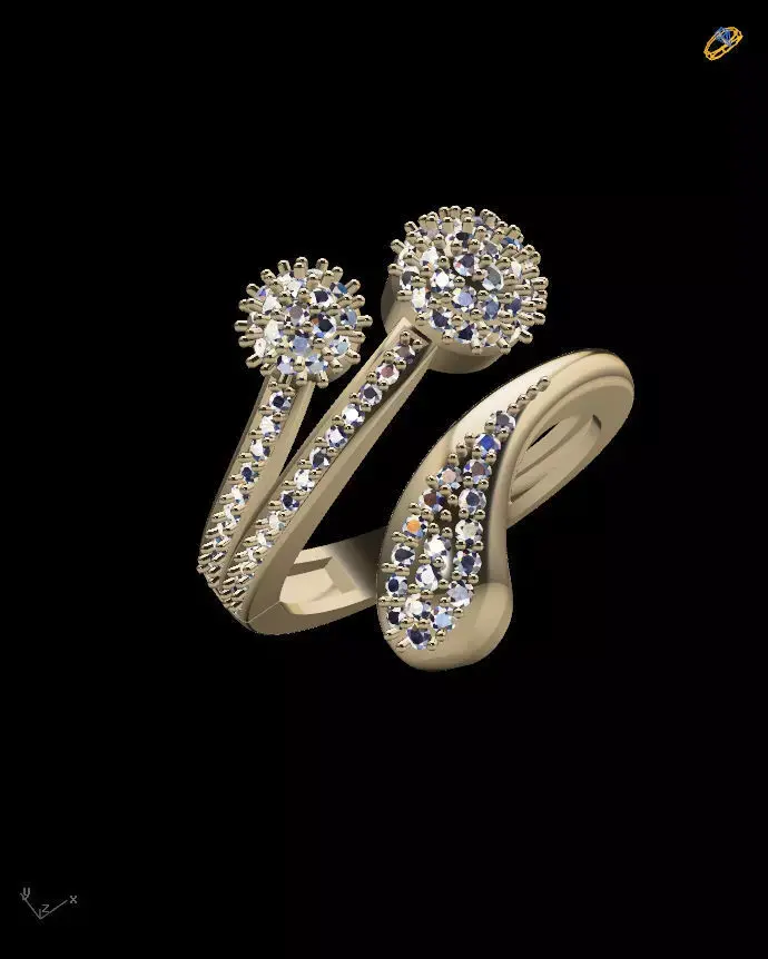 jewelry ring with diamonds gold 3D print model purchase