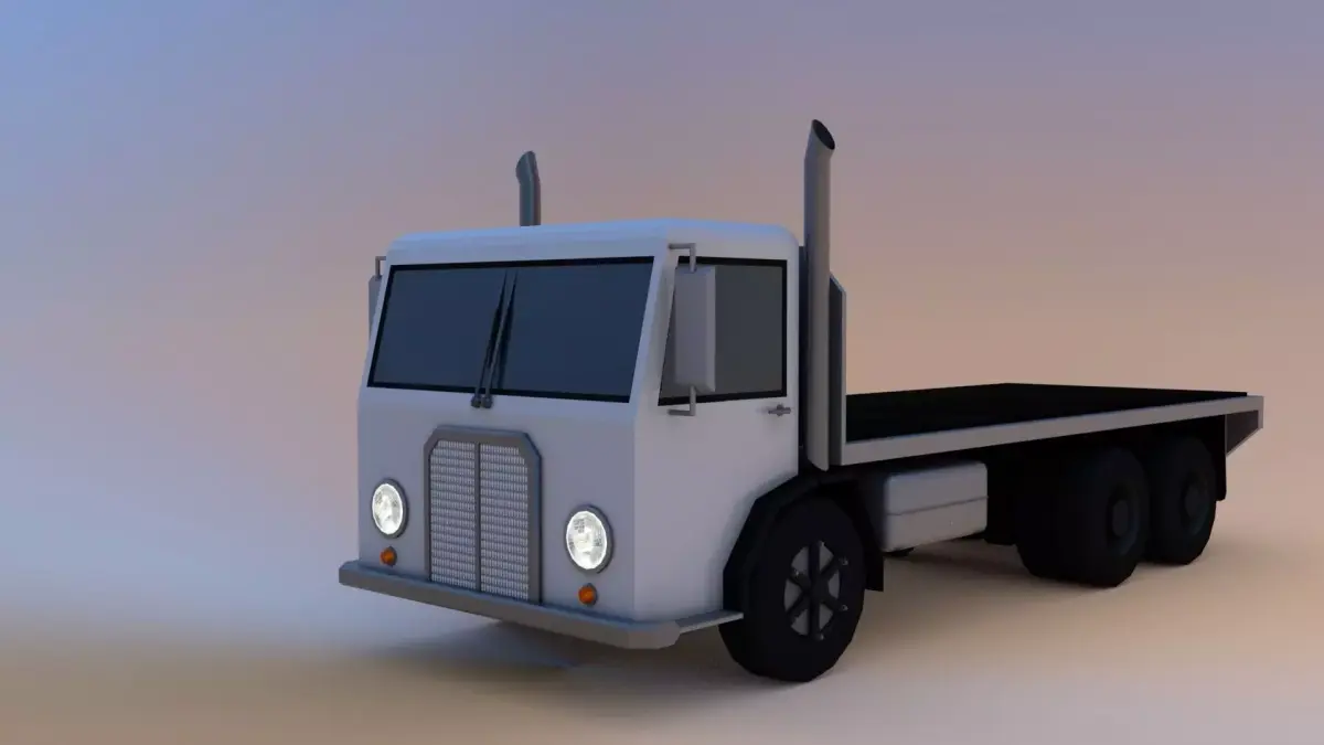  Low Poly Flatbed Truck  Low-poly 3D model