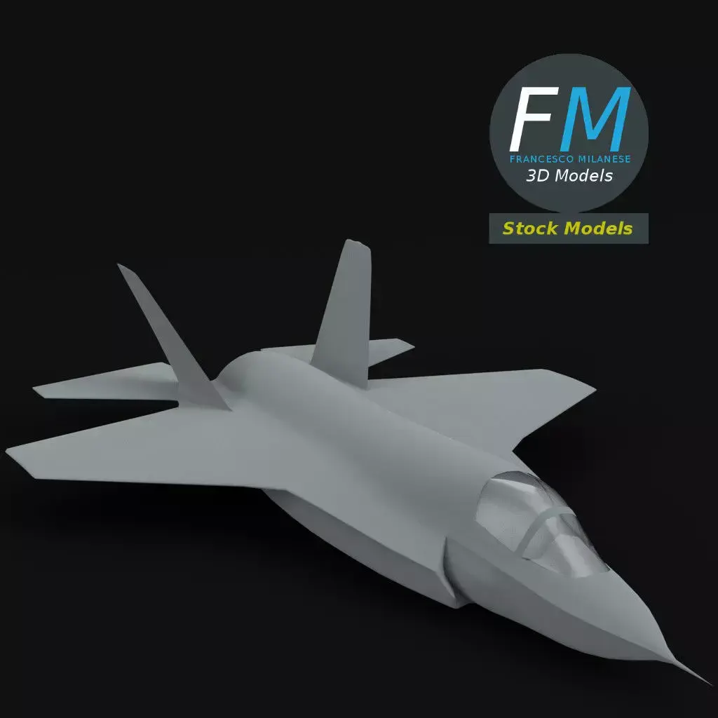 Stylized modern stealth fighter jet 3D model
