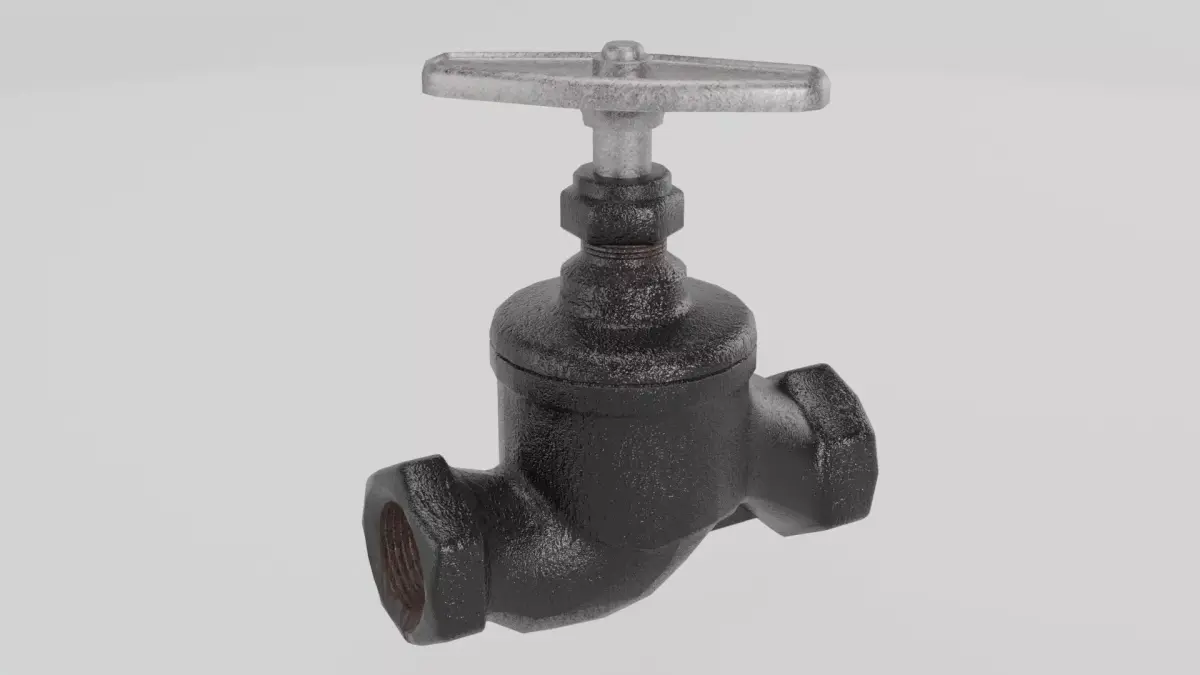 Cast iron valve Low-poly 3D model